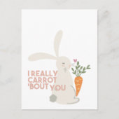 Carte Postale Cute Bunny Carrot Pun - Je Carotte Vraiment Vous B (Devant)