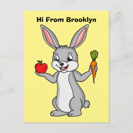 Carte Postale Cute bunny rabbit with vegetables (Devant)