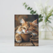 Carte Postale Cute Calico Café Matin (Debout devant)