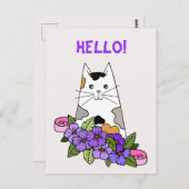 Carte Postale Cute Calico Chat (Devant / Derrière)