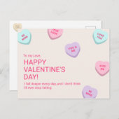 Carte Postale Cute Candy Heart Saint Valentin (Devant / Derrière)
