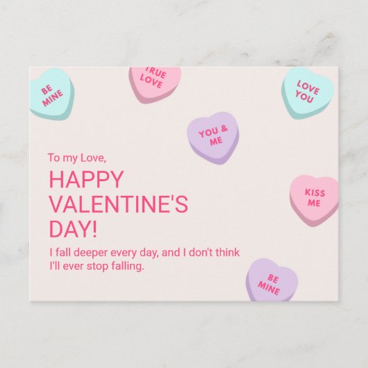 Carte Postale Cute Candy Heart Saint Valentin (Devant)