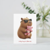 Carte Postale Cute Capybara Hugging Teddy Bear sur mesure (Debout devant)