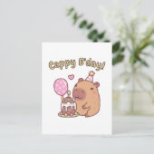 Carte Postale Cute Capybara Rainbow Birthday Cake Cappy Bday (Debout devant)