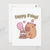 Carte Postale Cute Capybara Rainbow Birthday Cake Cappy Bday (Devant / Derrière)