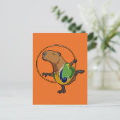 Carte Postale Cute Capybara Rhythmic Gymnastics Hoop Cartoon (Debout devant)