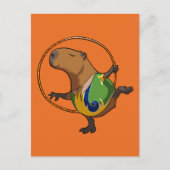 Carte Postale Cute Capybara Rhythmic Gymnastics Hoop Cartoon (Devant)
