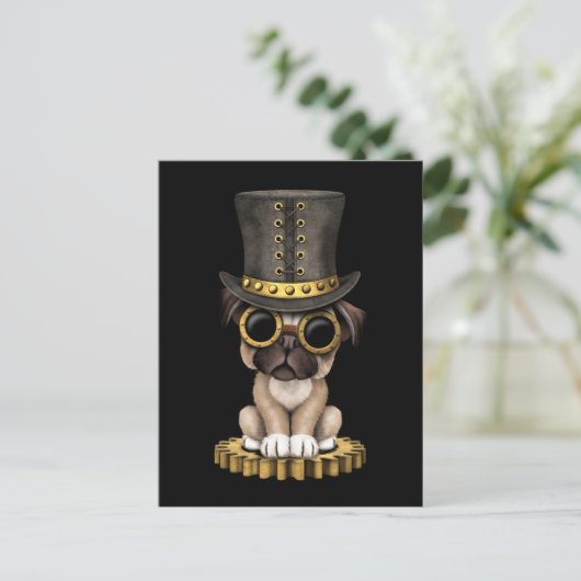Carte Postale Cute Carlin Steampunk Chien Chien Chien Chien Coch (Debout devant)
