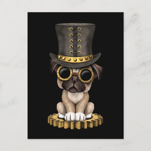 Carte Postale Cute Carlin Steampunk Chien Chien Chien Chien Coch (Devant)