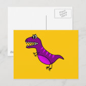 Carte Postale Cute cartoon angry purple dinosaure (Devant / Derrière)