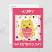 Carte Postale Cute Cartoon Chat Saint-Valentin (Devant / Derrière)