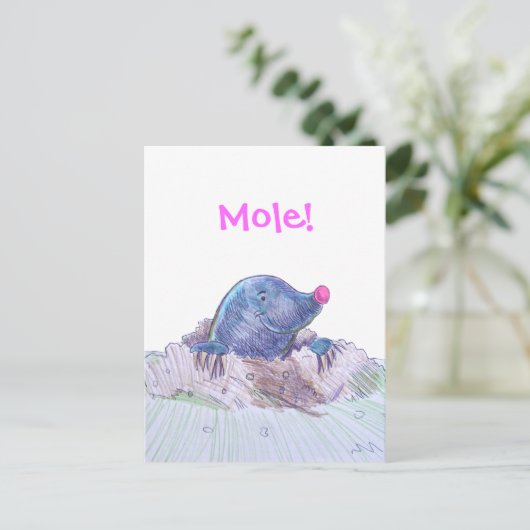 Carte Postale Cute Cartoon Mole et Molehill (Debout devant)