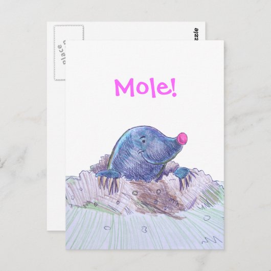 Carte Postale Cute Cartoon Mole et Molehill (Devant / Derrière)