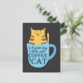 Carte Postale Cute Cat Amateur de café Kitty et Caffeine accros (Debout devant)