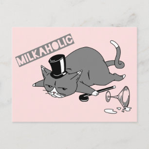 Carte Postale Cute Cat Baron Pun   "milkaholic"