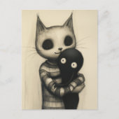 Carte Postale Cute Cat Hugging Thier Friend (Devant)