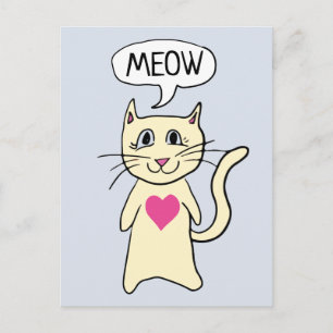 Carte Postale Cute Cat Meow Je T'Aime