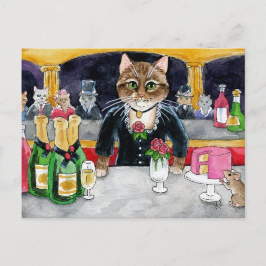 Carte postale Cute Cat Mouse Paris Nightclub (Devant)