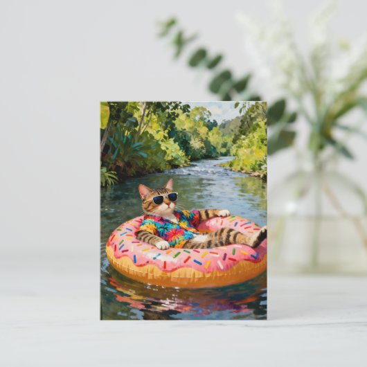 Carte Postale Cute Cat on a Float Trip (Debout devant)