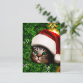 Carte Postale Cute Cat on Christmas tree (Debout devant)