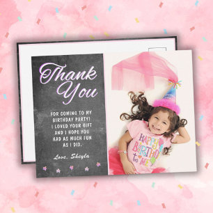 Carte Postale Cute Chalkboard Girl Birthday Photo Merci