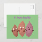 Carte Postale Cute chantant des patates douces caricaturales lég (Devant / Derrière)