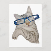 Carte Postale Cute Chat En Spectacles Main Tirée (Devant)