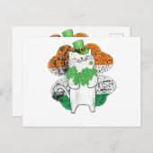 Carte Postale Cute Chat Leprechaun Avec Jour de la Saint Patrick (Devant / Derrière)