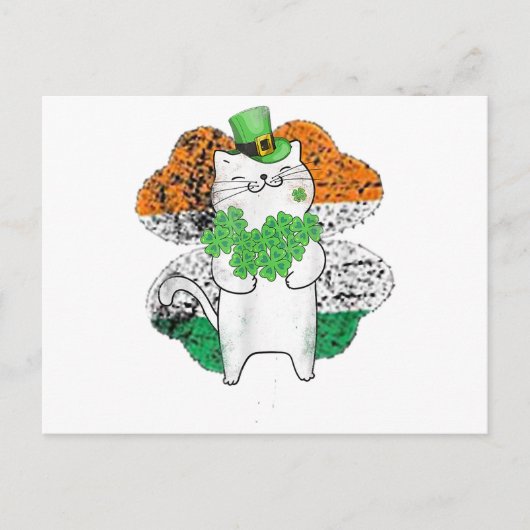 Carte Postale Cute Chat Leprechaun Avec Jour de la Saint Patrick (Devant)