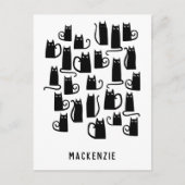 Carte Postale Cute Chat Noir Personnalisé (Devant)