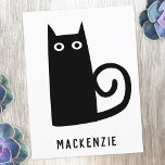 Carte Postale Cute Chat Noir Personnalisé<br><div class="desc">Un drôle petit chat noir. Art original de Nic Squirrell. Modifiez le nom pour personnaliser.</div>