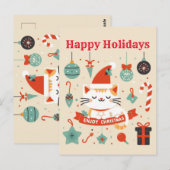 Carte Postale Cute chat Profitez de la saison de Noël (Devant / Derrière)