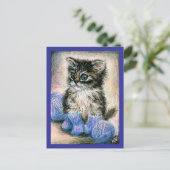 Carte Postale Cute chaton tricot avec fil (Debout devant)