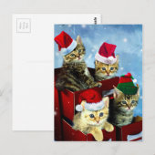 Carte Postale Cute chatons avec casquettes x-mas (Devant / Derrière)
