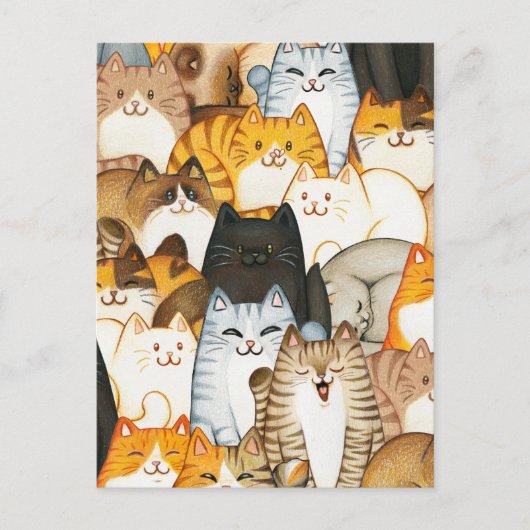 Carte Postale Cute chatons main dessiné motif (Devant)