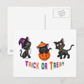 Carte Postale Cute chats d'Halloween (Devant / Derrière)