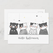 Carte Postale Cute chats d'Halloween (Devant / Derrière)