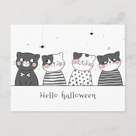 Carte Postale Cute chats d'Halloween (Devant)