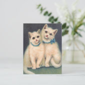 Carte Postale Cute chatte blanche (Debout devant)