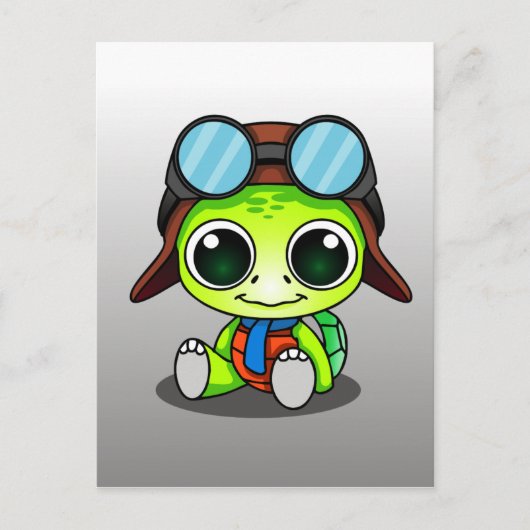 Carte Postale Cute Chibi Aviator Turtle (Devant)