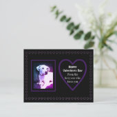 Carte Postale Cute Chien Blanc Chien Violet Coeurs De Animaux (Debout devant)
