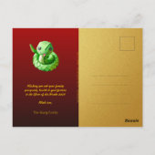 Carte Postale Cute chinois serpent du Nouvel An 2025 + Textes HP (Dos)