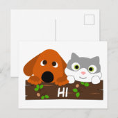 Carte Postale Cute Chiot et Kitten (Devant / Derrière)