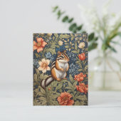 Carte Postale Cute Chipmunk William Morris Inspiré Floral (Debout devant)