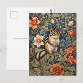 Carte Postale Cute Chipmunk William Morris Inspiré Floral (Devant / Derrière)
