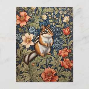 Carte Postale Cute Chipmunk William Morris Inspiré Floral