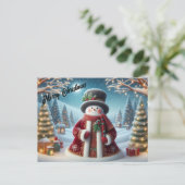 Carte Postale Cute Christmas Snowman (Debout devant)
