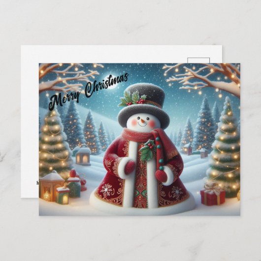 Carte Postale Cute Christmas Snowman (Devant / Derrière)