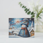 Carte Postale Cute Christmas Snowman (Debout devant)