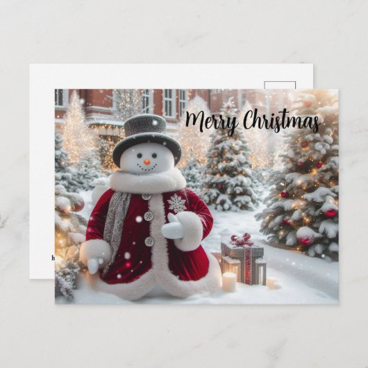 Carte Postale Cute Christmas Snowman (Devant / Derrière)
